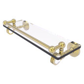  Pacific Grove Collection 16'' Gallery Glass Shelf with Dotted Accents in Satin Brass, 16'' W x 5-1/2'' D x 3-1/2'' H