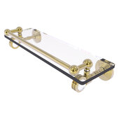  Pacific Grove Collection 16'' Gallery Glass Shelf with Dotted Accents in Unlacquered Brass, 16'' W x 5-1/2'' D x 3-1/2'' H