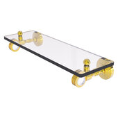  Pacific Grove Collection 16'' Glass Shelf with Dotted Accents in Polished Brass, 16'' W x 5-1/8'' D x 3-3/16'' H