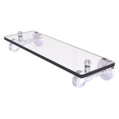  Pacific Grove Collection 16'' Glass Shelf with Dotted Accents in Polished Chrome, 16'' W x 5-1/8'' D x 3-3/16'' H