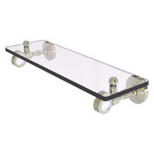  Pacific Grove Collection 16'' Glass Shelf with Dotted Accents in Polished Nickel, 16'' W x 5-1/8'' D x 3-3/16'' H