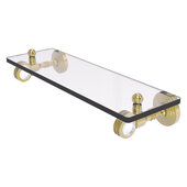  Pacific Grove Collection 16'' Glass Shelf with Dotted Accents in Satin Brass, 16'' W x 5-1/8'' D x 3-3/16'' H