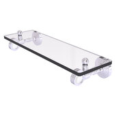  Pacific Grove Collection 16'' Glass Shelf with Dotted Accents in Satin Chrome, 16'' W x 5-1/8'' D x 3-3/16'' H