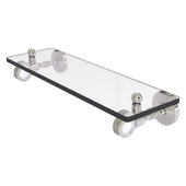  Pacific Grove Collection 16'' Glass Shelf with Dotted Accents in Satin Nickel, 16'' W x 5-1/8'' D x 3-3/16'' H