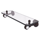  Pacific Grove Collection 16'' Glass Shelf with Grooved Accents in Antique Bronze, 16'' W x 5-1/8'' D x 3-3/16'' H
