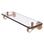  Pacific Grove Collection 16'' Glass Shelf with Grooved Accents in Brushed Bronze, 16'' W x 5-1/8'' D x 3-3/16'' H