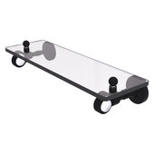  Pacific Grove Collection 16'' Glass Shelf with Grooved Accents in Matte Black, 16'' W x 5-1/8'' D x 3-3/16'' H