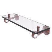  Pacific Grove Collection 16'' Glass Shelf with Grooved Accents in Antique Copper, 16'' W x 5-1/8'' D x 3-3/16'' H