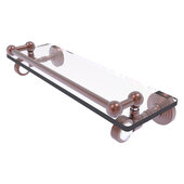  Pacific Grove Collection 16'' Gallery Glass Shelf with Grooved Accents in Antique Copper, 16'' W x 5-1/2'' D x 3-1/2'' H