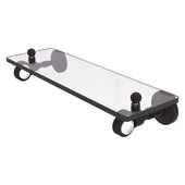  Pacific Grove Collection 16'' Glass Shelf with Grooved Accents in Oil Rubbed Bronze, 16'' W x 5-1/8'' D x 3-3/16'' H
