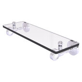  Pacific Grove Collection 16'' Glass Shelf with Grooved Accents in Polished Chrome, 16'' W x 5-1/8'' D x 3-3/16'' H
