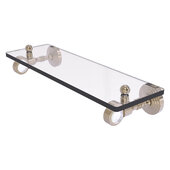  Pacific Grove Collection 16'' Glass Shelf with Grooved Accents in Antique Pewter, 16'' W x 5-1/8'' D x 3-3/16'' H