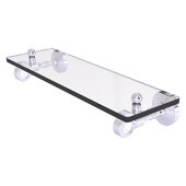  Pacific Grove Collection 16'' Glass Shelf with Grooved Accents in Satin Chrome, 16'' W x 5-1/8'' D x 3-3/16'' H