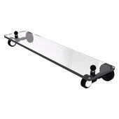  Pacific Grove Collection 22'' Glass Shelf with Grooved Accents in Matte Black, 22'' W x 5-1/8'' D x 3-3/16'' H