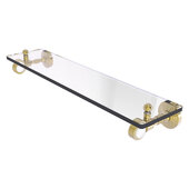  Pacific Grove Collection 22'' Glass Shelf with Grooved Accents in Unlacquered Brass, 22'' W x 5-1/8'' D x 3-3/16'' H