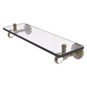  Pacific Grove Collection 16'' Glass Shelf with Twisted Accents in Antique Brass, 16'' W x 5-1/8'' D x 3-3/16'' H