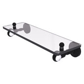  Pacific Grove Collection 16'' Glass Shelf with Twisted Accents in Matte Black, 16'' W x 5-1/8'' D x 3-3/16'' H