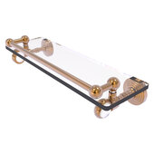  Pacific Grove Collection 16'' Gallery Glass Shelf with Twisted Accents in Brushed Bronze, 16'' W x 5-1/2'' D x 3-1/2'' H