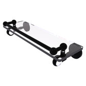  Pacific Grove Collection 16'' Gallery Glass Shelf with Twisted Accents in Matte Black, 16'' W x 5-1/2'' D x 3-1/2'' H