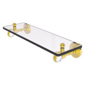  Pacific Grove Collection 16'' Glass Shelf with Twisted Accents in Polished Brass, 16'' W x 5-1/8'' D x 3-3/16'' H