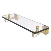  Pacific Grove Collection 16'' Glass Shelf with Twisted Accents in Satin Brass, 16'' W x 5-1/8'' D x 3-3/16'' H