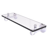  Pacific Grove Collection 16'' Glass Shelf with Twisted Accents in Satin Chrome, 16'' W x 5-1/8'' D x 3-3/16'' H
