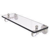  Pacific Grove Collection 16'' Glass Shelf with Twisted Accents in Satin Nickel, 16'' W x 5-1/8'' D x 3-3/16'' H