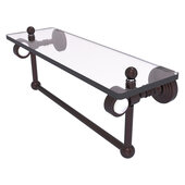  Pacific Grove Collection 16'' Glass Shelf with Towel Bar with Smooth Accent in Antique Bronze, 16'' W x 5-1/8'' D x 6-3/8'' H