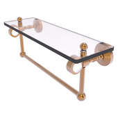  Pacific Grove Collection 16'' Glass Shelf with Towel Bar with Smooth Accent in Brushed Bronze, 16'' W x 5-1/8'' D x 6-3/8'' H