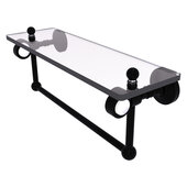  Pacific Grove Collection 16'' Glass Shelf with Towel Bar with Smooth Accent in Matte Black, 16'' W x 5-1/8'' D x 6-3/8'' H