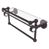  Pacific Grove Collection 16'' Glass Shelf with Gallery Rail and Towel Bar with Smooth Accent in Antique Bronze, 16'' W x 5-1/2'' D x 6-13/16'' H