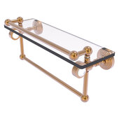  Pacific Grove Collection 16'' Glass Shelf with Gallery Rail and Towel Bar with Smooth Accent in Brushed Bronze, 16'' W x 5-1/2'' D x 6-13/16'' H