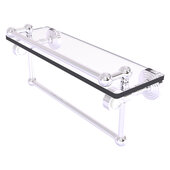  Pacific Grove Collection 16'' Glass Shelf with Gallery Rail and Towel Bar with Smooth Accent in Polished Chrome, 16'' W x 5-1/2'' D x 6-13/16'' H