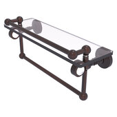  Pacific Grove Collection 16'' Glass Shelf with Gallery Rail and Towel Bar with Smooth Accent in Venetian Bronze, 16'' W x 5-1/2'' D x 6-13/16'' H