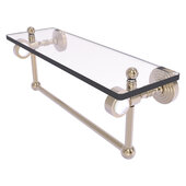 Pacific Grove Collection 16'' Glass Shelf with Towel Bar with Smooth Accent in Antique Pewter, 16'' W x 5-1/8'' D x 6-3/8'' H