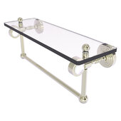  Pacific Grove Collection 16'' Glass Shelf with Towel Bar with Smooth Accent in Polished Nickel, 16'' W x 5-1/8'' D x 6-3/8'' H