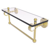  Pacific Grove Collection 16'' Glass Shelf with Towel Bar with Smooth Accent in Satin Brass, 16'' W x 5-1/8'' D x 6-3/8'' H
