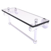  Pacific Grove Collection 16'' Glass Shelf with Towel Bar with Smooth Accent in Satin Chrome, 16'' W x 5-1/8'' D x 6-3/8'' H