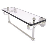  Pacific Grove Collection 16'' Glass Shelf with Towel Bar with Smooth Accent in Satin Nickel, 16'' W x 5-1/8'' D x 6-3/8'' H