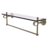  Pacific Grove Collection 22'' Glass Shelf with Towel Bar with Smooth Accent in Antique Brass, 22'' W x 5-1/8'' D x 6-3/8'' H