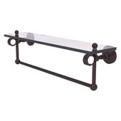  Pacific Grove Collection 22'' Glass Shelf with Towel Bar with Smooth Accent in Antique Bronze, 22'' W x 5-1/8'' D x 6-3/8'' H