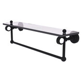  Pacific Grove Collection 22'' Glass Shelf with Towel Bar with Smooth Accent in Matte Black, 22'' W x 5-1/8'' D x 6-3/8'' H