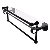  Pacific Grove Collection 22'' Glass Shelf with Gallery Rail and Towel Bar with Smooth Accent in Matte Black, 22'' W x 5-1/2'' D x 6-13/16'' H