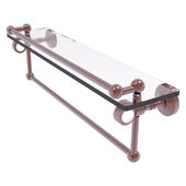  Pacific Grove Collection 22'' Glass Shelf with Gallery Rail and Towel Bar with Smooth Accent in Antique Copper, 22'' W x 5-1/2'' D x 6-13/16'' H