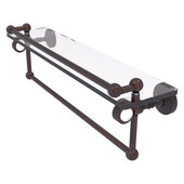  Pacific Grove Collection 22'' Glass Shelf with Gallery Rail and Towel Bar with Smooth Accent in Venetian Bronze, 22'' W x 5-1/2'' D x 6-13/16'' H