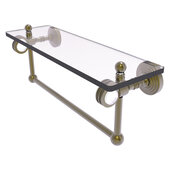  Pacific Grove Collection 16'' Glass Shelf with Towel Bar and Dotted Accents in Antique Brass, 16'' W x 5-1/8'' D x 6-3/8'' H