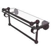  Pacific Grove Collection 16'' Gallery Glass Shelf with Towel Bar and Dotted Accents in Antique Bronze, 16'' W x 5-1/2'' D x 6-13/16'' H