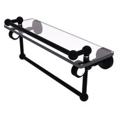  Pacific Grove Collection 16'' Gallery Glass Shelf with Towel Bar and Dotted Accents in Matte Black, 16'' W x 5-1/2'' D x 6-13/16'' H