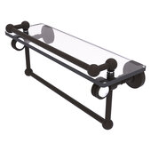  Pacific Grove Collection 16'' Gallery Glass Shelf with Towel Bar and Dotted Accents in Oil Rubbed Bronze, 16'' W x 5-1/2'' D x 6-13/16'' H