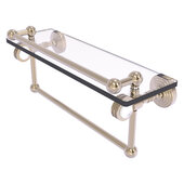  Pacific Grove Collection 16'' Gallery Glass Shelf with Towel Bar and Dotted Accents in Antique Pewter, 16'' W x 5-1/2'' D x 6-13/16'' H